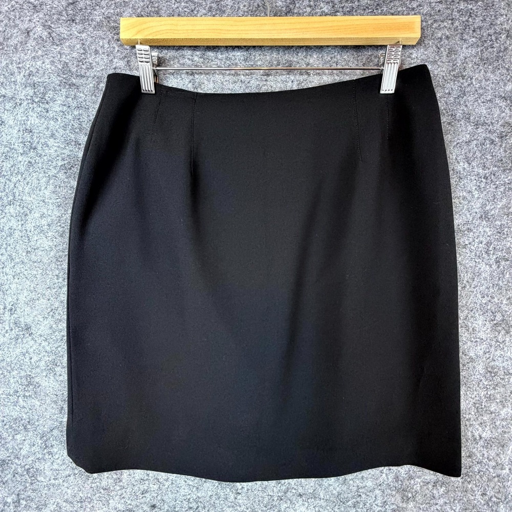 Vintage Mini Pencil Skirt Womens 12 Black‎ Workwear Pleated Career Back Zip